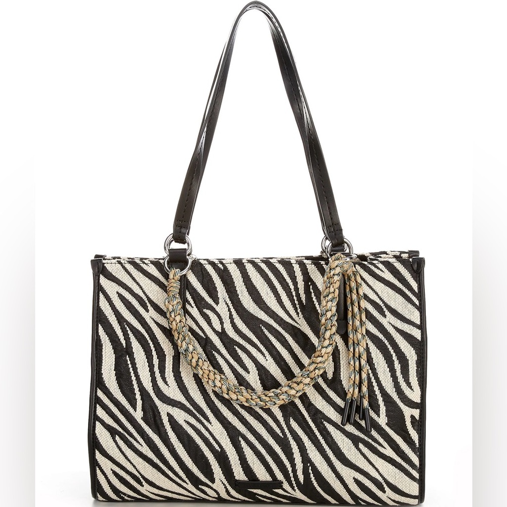 New! DOLCE VITA Black Zebra CASSIE Tote Handbag or Purse w/ Storage Bag